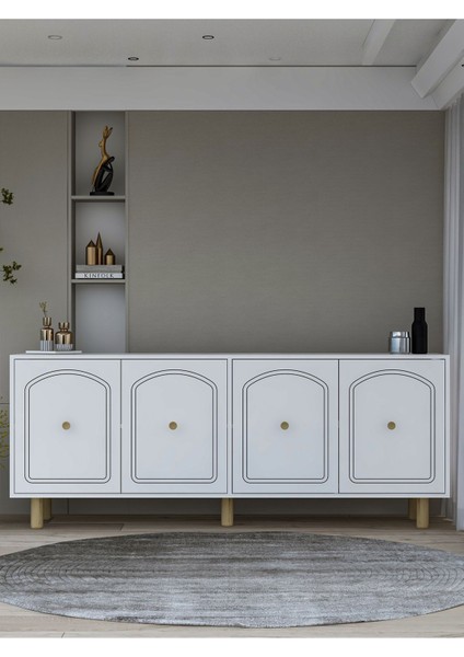 HAZALCT(K x 180) Bohem Konsol Beyaz-Beyaz