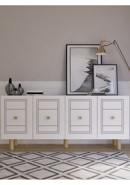 Darioct (KB150) Bohem Konsol Beyaz-Beyaz