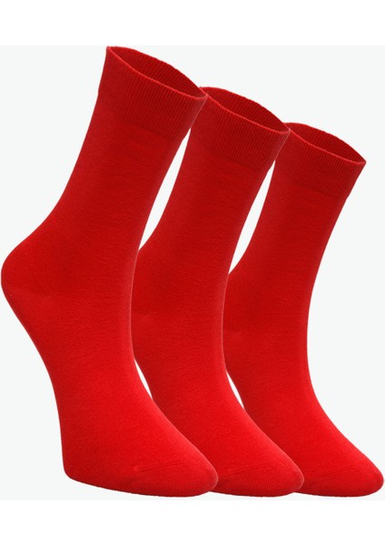 3'lü Kırmızı Viskon Unisex Soket Çorap - Günlük Kullanıma Uygun modelleri