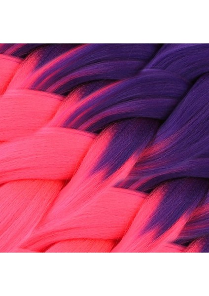 Afrika Örgüsü ve Rasta Için Sentetik Ombreli Saç / Mor / Neon Pembe