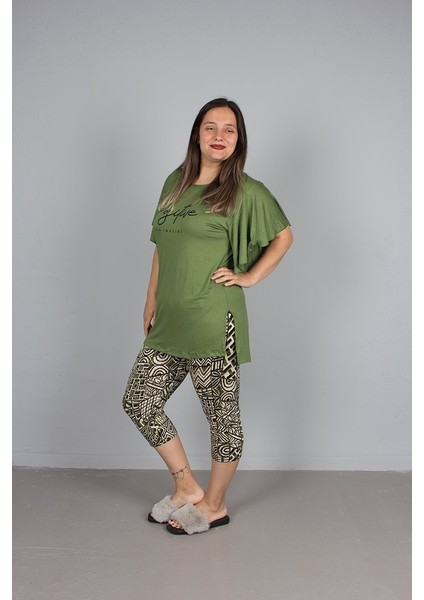 Büyük Beden Kol Volanlı Pijama Takım