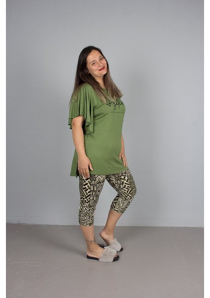 Büyük Beden Kol Volanlı Pijama Takım