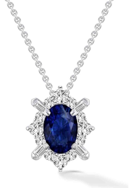 0.72 Karat Pırlanta Safir Kolye