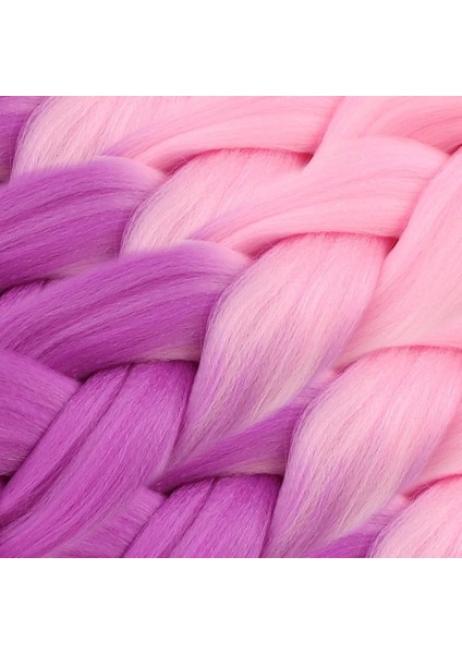 Afrika Örgüsü ve Rasta Için Sentetik Ombreli Saç / Açık Pembe / Lila