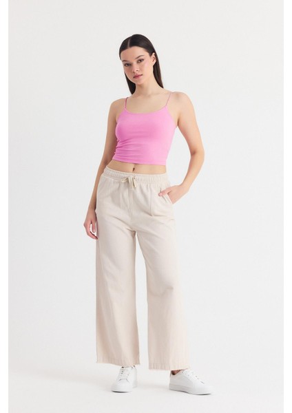 Pembe Ince Askılı Fitted Basic Atlet 947