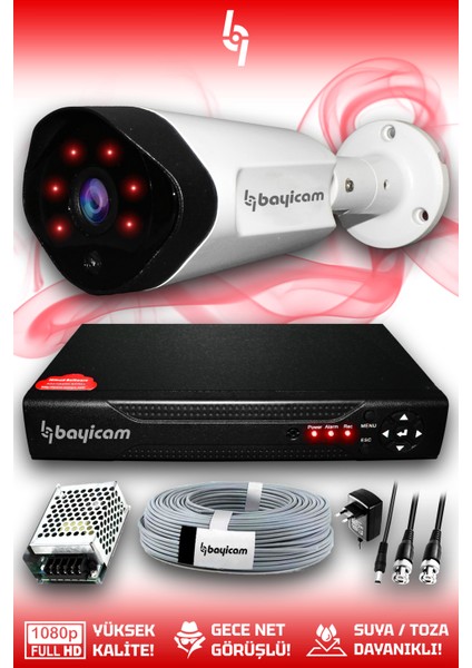 1 Kameralı Uzay 1 Dış Kamera Set Hdd'siz Full Hd Gece Görüşlü Güvenlik Kamerası Sistemi