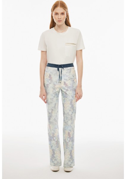 Gianas Regular Fit Soyut Desenli Standart Boy Flair Paça Çok Renkli Kadın Pantolon
