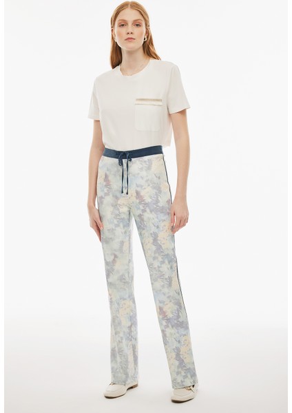 Gianas Regular Fit Soyut Desenli Standart Boy Flair Paça Çok Renkli Kadın Pantolon