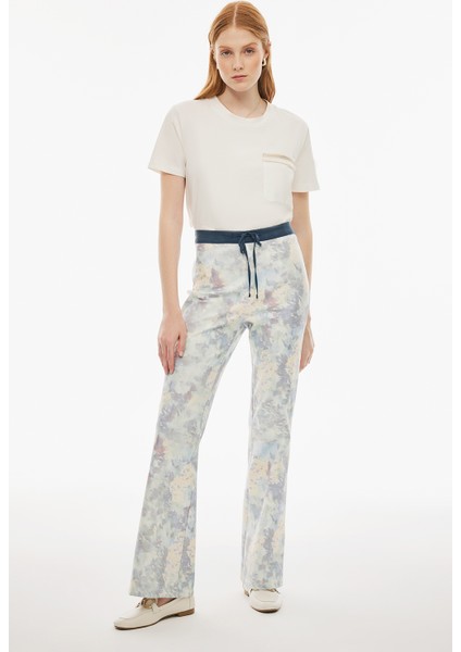 Gianas Regular Fit Soyut Desenli Standart Boy Flair Paça Çok Renkli Kadın Pantolon