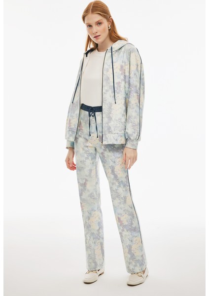 Gianas Regular Fit Soyut Desenli Standart Boy Flair Paça Çok Renkli Kadın Pantolon