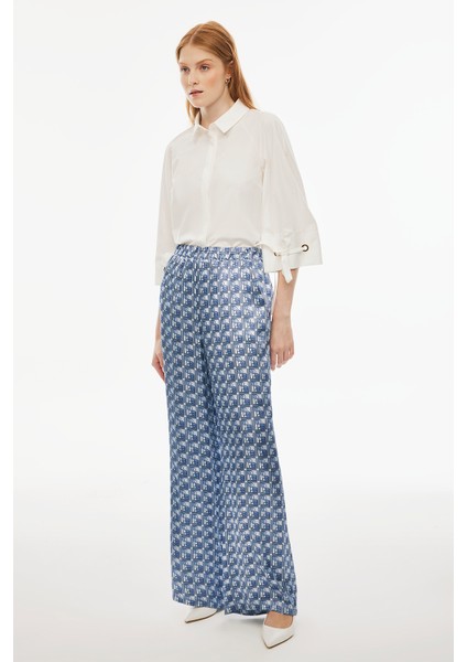 Drinas Rahat Kalıp Uzun Boy Geniş Paça Mavi Renk Kadın Pantolon modelleri