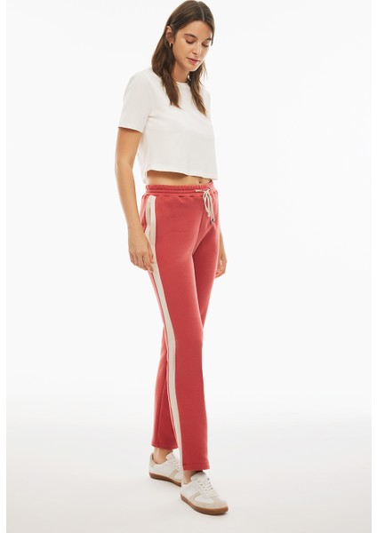 Larks Regular Fit Standart Boy Boru Paça Kiremit Renk Kadın Eşofman Pantolon