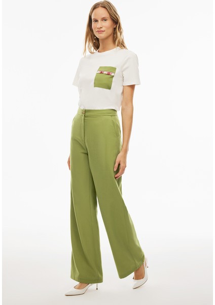 Blannes Rahat Kalıp Uzun Boy Geniş Paça Ekru Renk Kadın Pantolon fırsatları