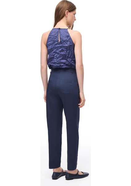Lacivert Milos Slim Fit Yüksek Bel Pantolon modelleri