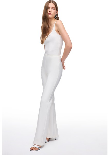 Beyaz Dellas Slim Fit Yüksek Bel Pantolon fırsatları