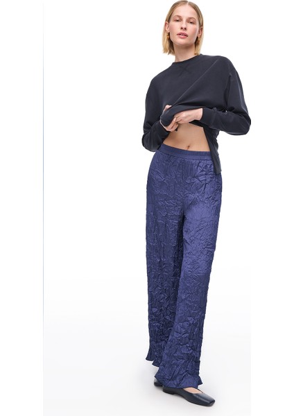Lacivert Deylas Regular Fit Yüksek Bel Pantolon