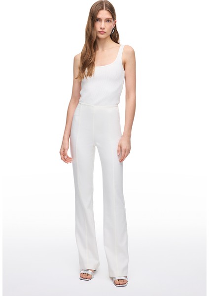 Beyaz Dellas Slim Fit Yüksek Bel Pantolon