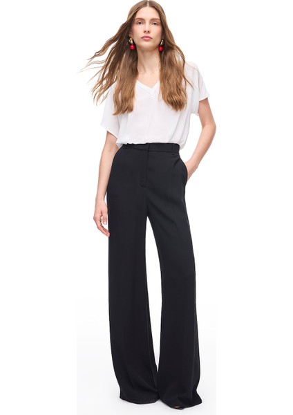 Siyah Echos Regular Fit Yüksek Bel Pantolon