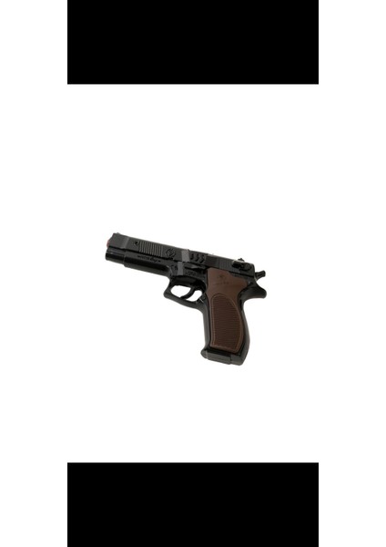 Oyuncak Baretta Silah Kovboy Tabancası 6 (Altı) Patlar Kapsül Mantar Polis Tabanca Full Demir Vip Özel Yapım 23CM