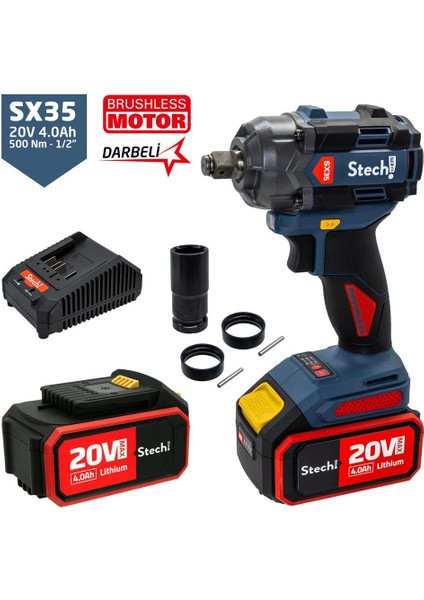 SX35-2X4.0 Darbeli Somun Sıkma 1/2" 500NM 20V 4.0AH