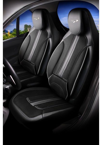 Panda Smart Araçlarla Uyumlu Lakos Kumaş Ortopedik Destekli Oto Koltuk Kılıfı- Ön Iki