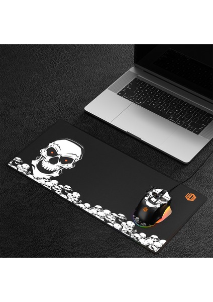 MG1102 Win Mac Kuru Kafa Desenli Kablolu RGB LED Aydınlatmalı 8200DPI 10 Makro Tuşlu 125 gr Gaming Mouse ve Mousepad Siyah