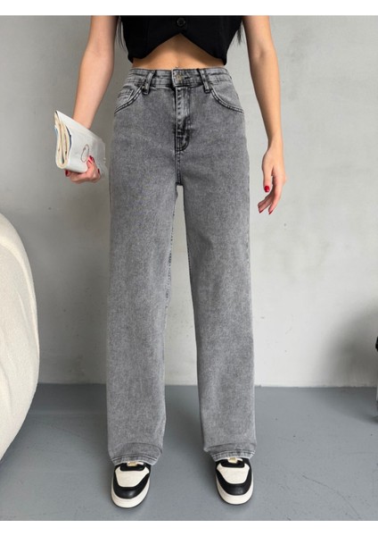 Kadın Yüksek Bel Kar Yıkama Likralı Geniş Paça Palazzo Jeans modelleri