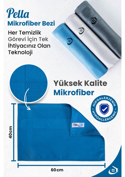 Fabrika Satış Mağazası-Orijinal 4'lü Antrasit Gri Mikrofiber Temizlik Bezi-Ithal Ürün-Atiye & Selçuk Türkal, 60x40 Cm