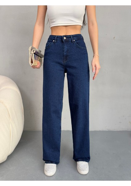 Kadın Yüksek Bel Kar Yıkama Likralı Geniş Paça Palazzo Jeans fiyatları