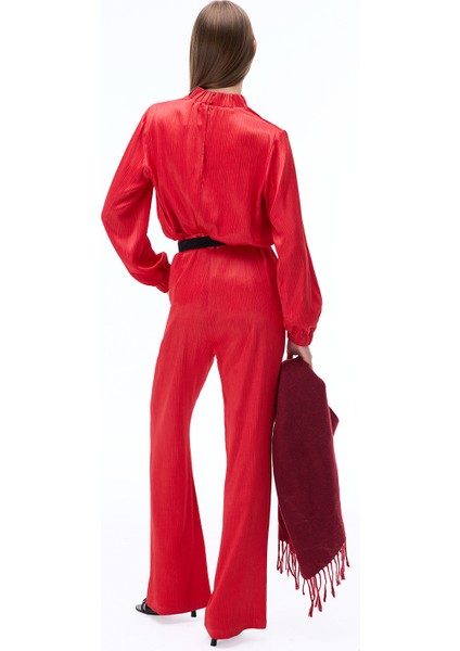 Mudita Standart Boy Geniş Paça Kırmızı Renk Kadın Pantolon fırsatları