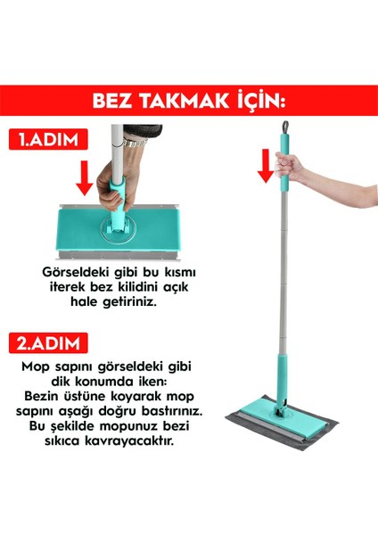 Şip Şak Mop + Yer Havlusu Otomatik El Değmeden Tüm Bezlerle Uyumlu Temizlik Seti Paspas