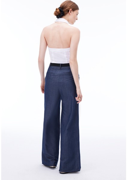 Latibule Regular Fit Bilek Boy Boru Paça Indigo Renk Kadın Pantolon fırsatları