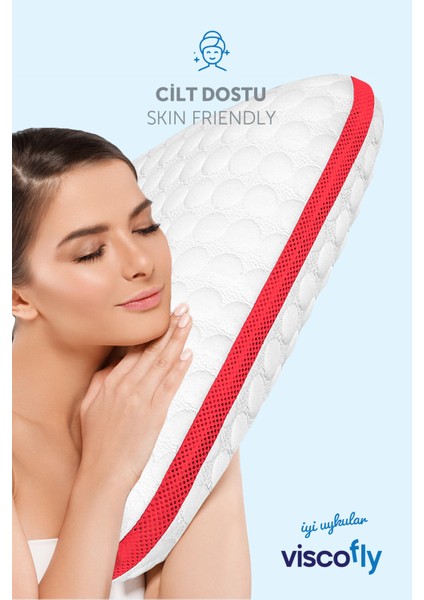 Visco Collagen Ortopedik Yastık - Orta Sertlik - 53 cm * 39 cm * 15 cm - Neon Pembe