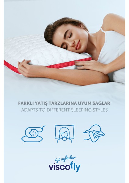 Visco Collagen Ortopedik Yastık - Orta Sertlik - 53 cm * 39 cm * 15 cm - Neon Pembe