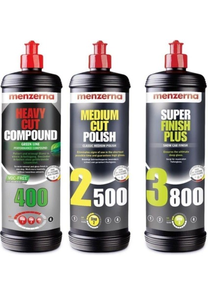 Green 400 Medium Cut 2500 Super Finish 3800 Set 3 x 1 Litre