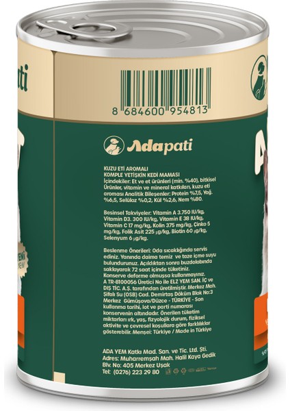 Kuzu Eti Aromalı Komple Yetişkin Kedi Maması 400 gr modelleri