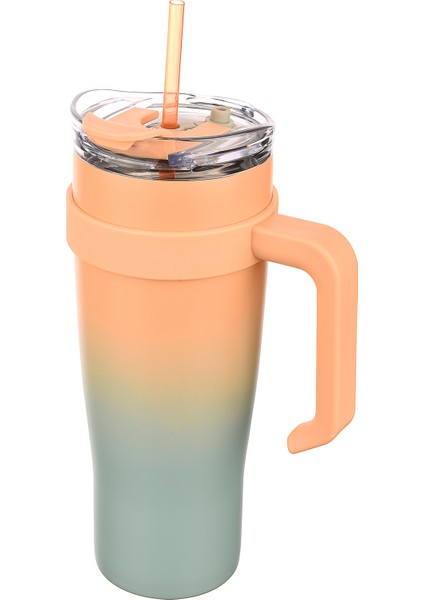 Essence 1 Litre Pipetli Termos Bardak Çift Duvarlı Termal Seyahat Bardağı
