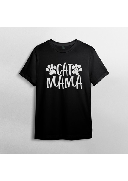 Cat Mama Mom Kedi Annesi Kedi Sever Unisex %100 Pamuklu Bisiklet Yaka T-Shirt fiyatları
