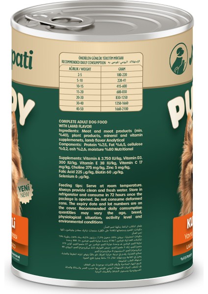 Kuzu Eti Aromalı Komple Yavru Köpek Maması 400 gr