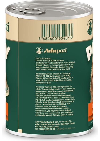 Kuzu Eti Aromalı Komple Yavru Köpek Maması 400 gr