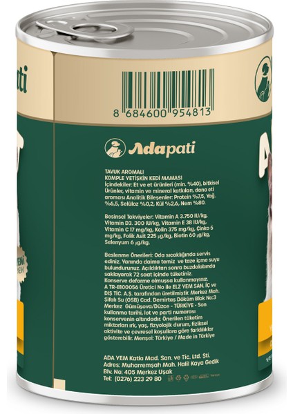 Tavuk Eti Aromalı Komple Yetişkin Kedi Maması 400 gr