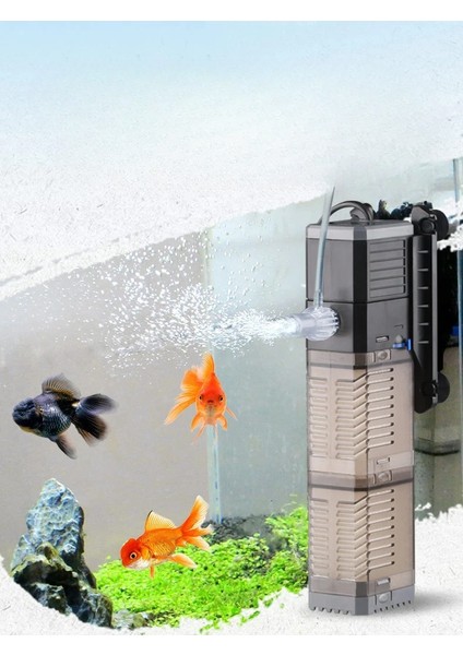Akvaryum Filtre Pompası Süper 4'ü 1 Arada Balık Tankı Dalgıç Hava Oksijen Dahili Pompa (Yurt Dışından)