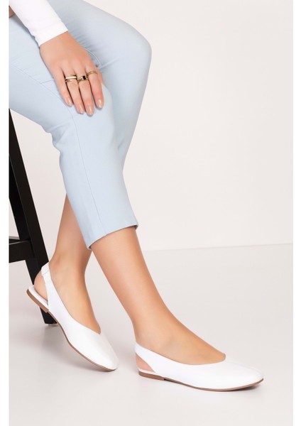 Deri Arkası Açık Günlük Babet ALPX.255 - Beyaz - 39