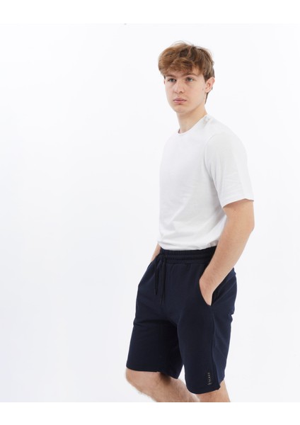 Erkek Basic Regular Fit Tişört Şort Takım Lacivert - Beyaz modelleri