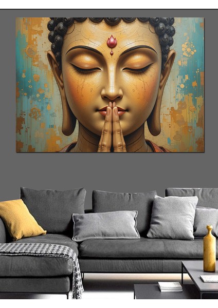 Meditasyonda Altın Buda Portresi Dekoratif Kanvas - Mdf Ahşap Tablo modelleri