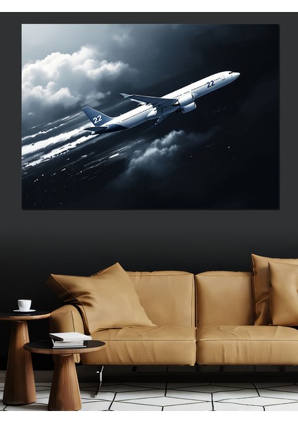 Bulutların Üstünde Jet Uçağı Dekoratif Kanvas - Mdf Ahşap Tablo fiyatları