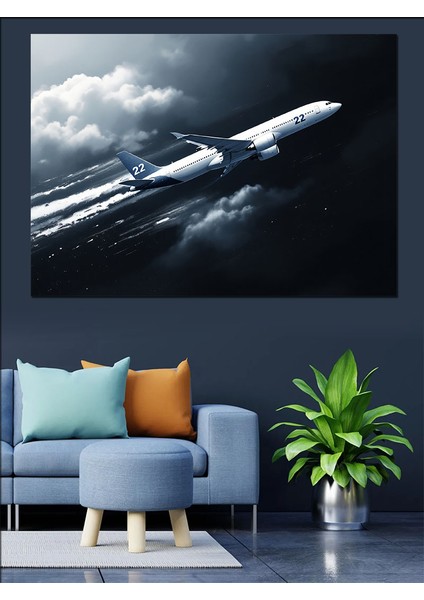 Bulutların Üstünde Jet Uçağı Dekoratif Kanvas - Mdf Ahşap Tablo modelleri