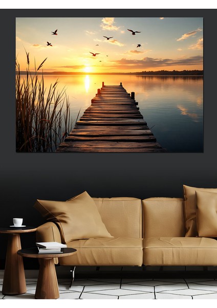 Gün Batımına Iskelesi Dekoratif Kanvas - Mdf Ahşap Tablo