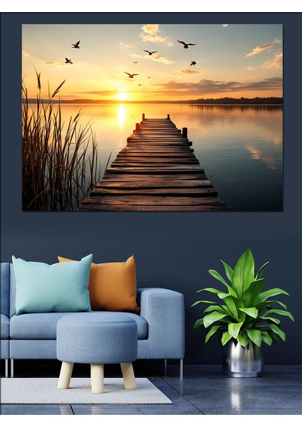 Gün Batımına Iskelesi Dekoratif Kanvas - Mdf Ahşap Tablo fiyatları
