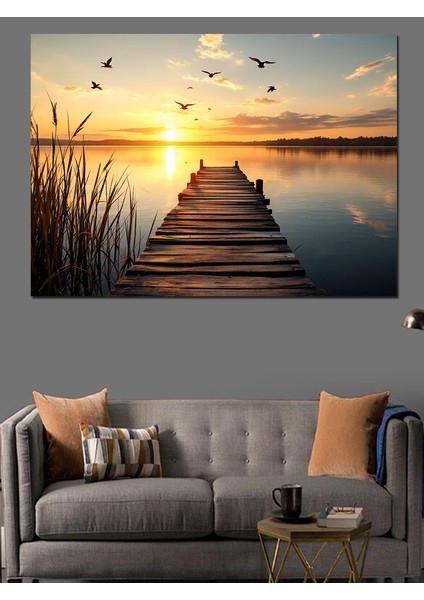 Gün Batımına Iskelesi Dekoratif Kanvas - Mdf Ahşap Tablo modelleri